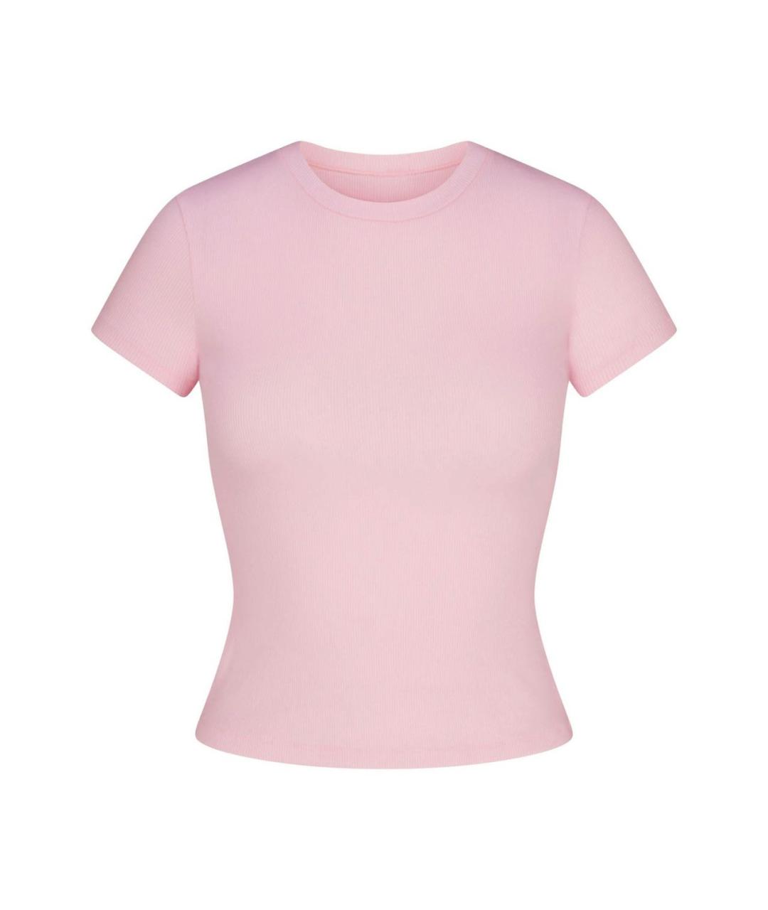 SKIMS Розовая хлопко-эластановая футболка, фото 8