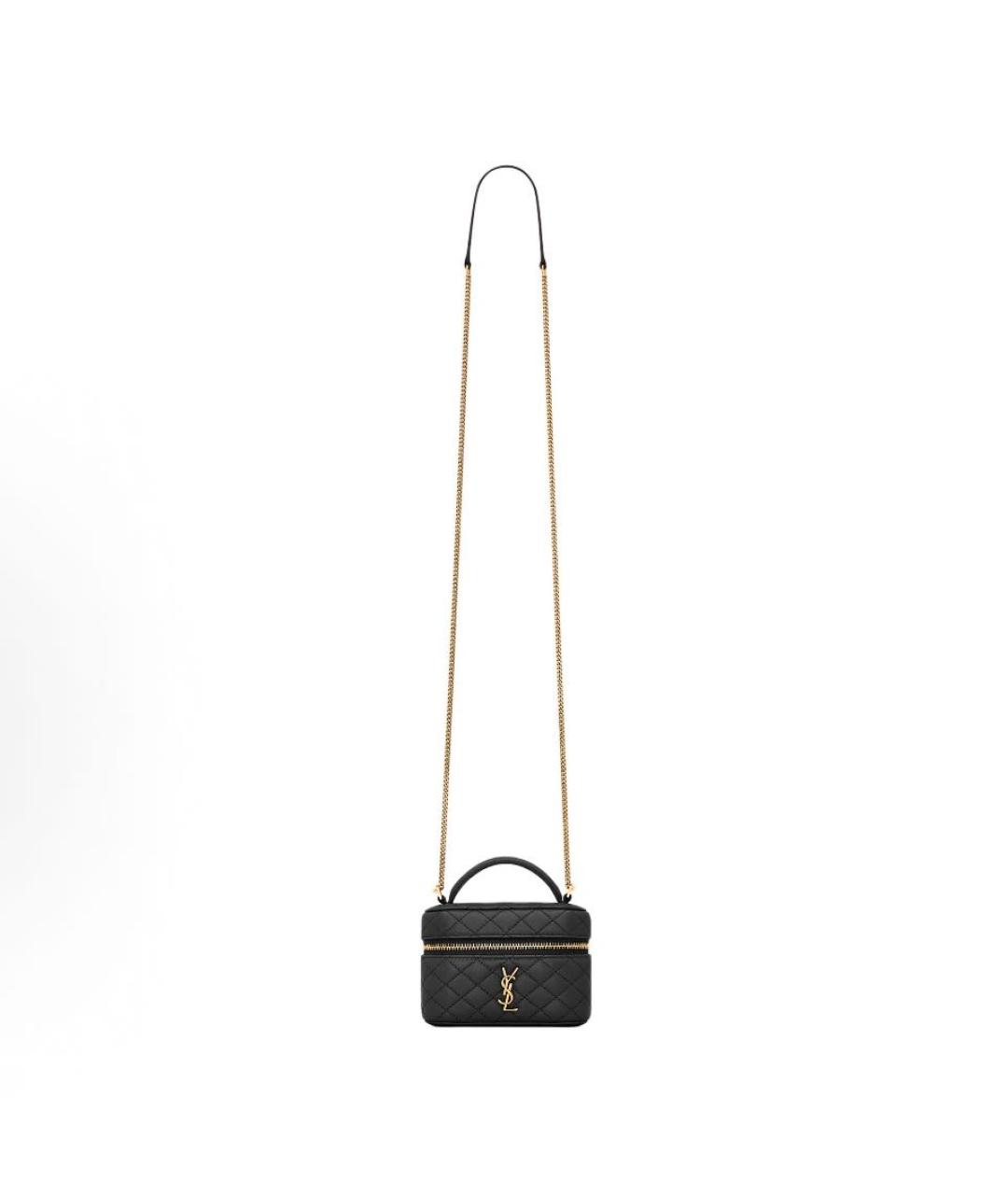 SAINT LAURENT Черная кожаная сумка через плечо, фото 3