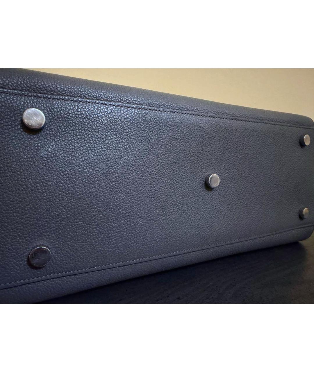SAINT LAURENT Серая кожаная сумка с короткими ручками, фото 6
