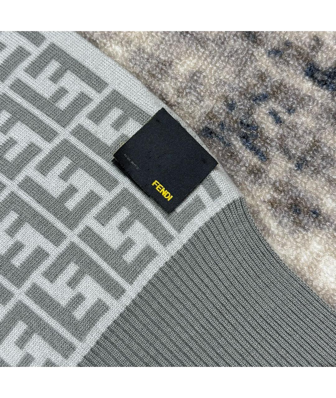 FENDI Серый шерстяной шарф, фото 3