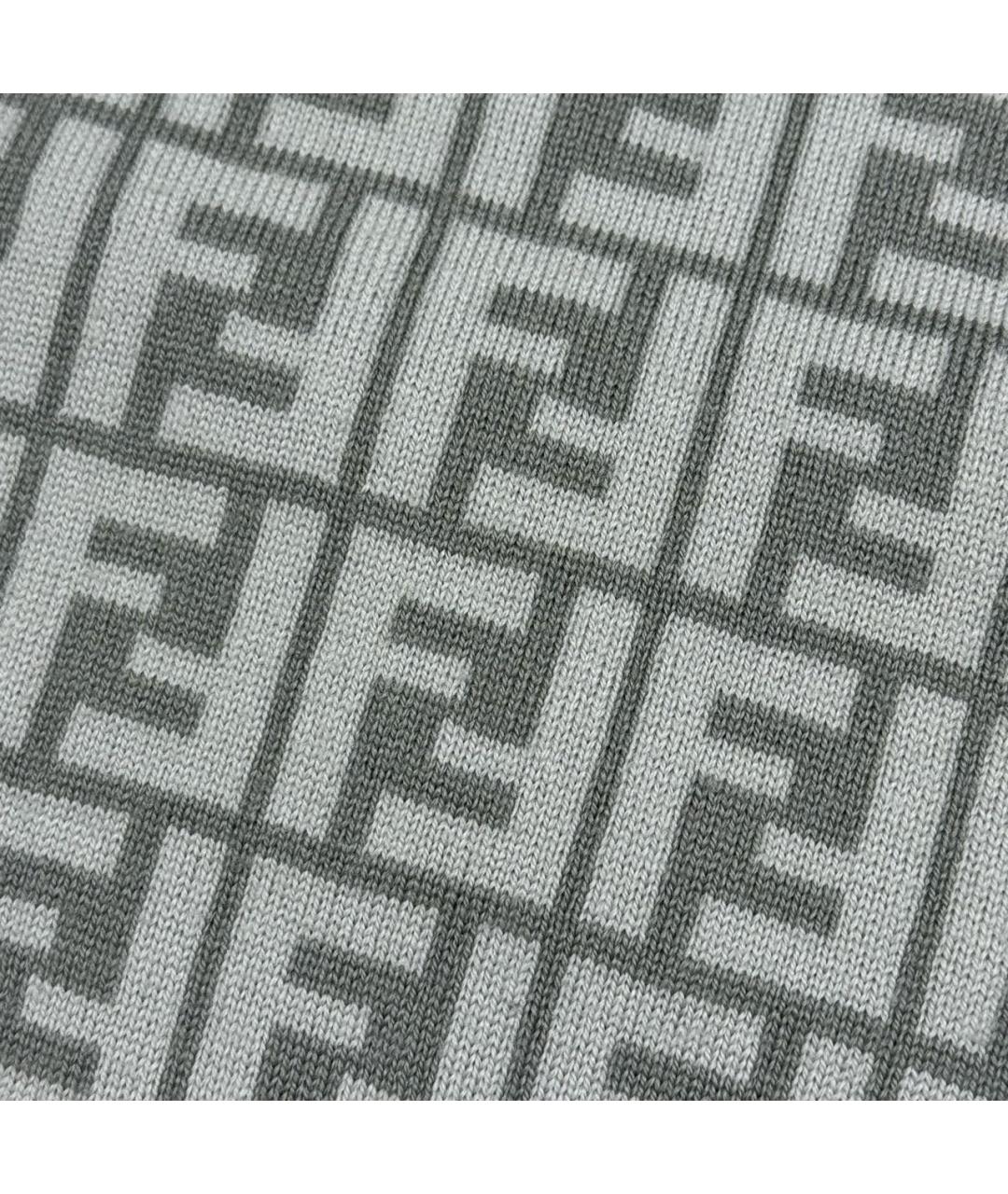 FENDI Серый шерстяной шарф, фото 5