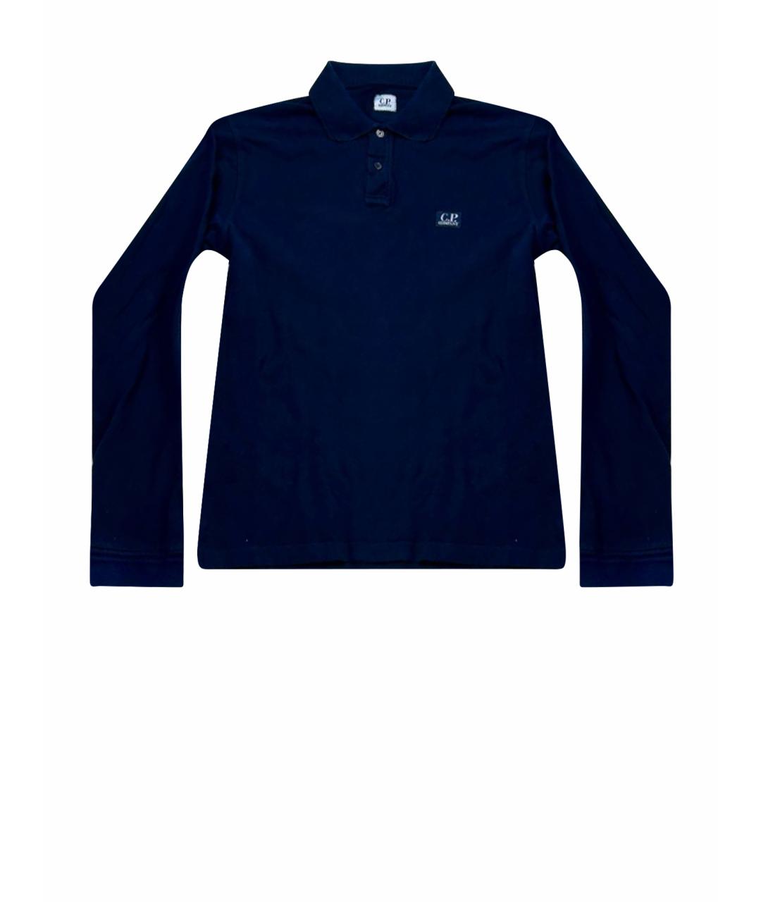 CP COMPANY Темно-синее хлопковое поло с длинным рукавом, фото 1