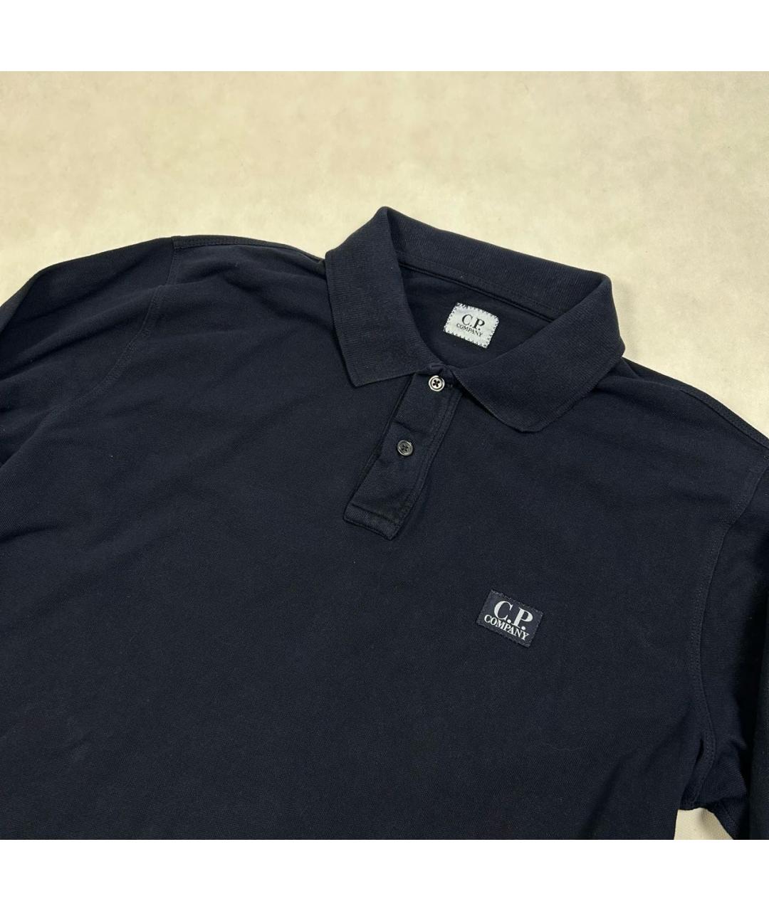 CP COMPANY Темно-синее хлопковое поло с длинным рукавом, фото 3