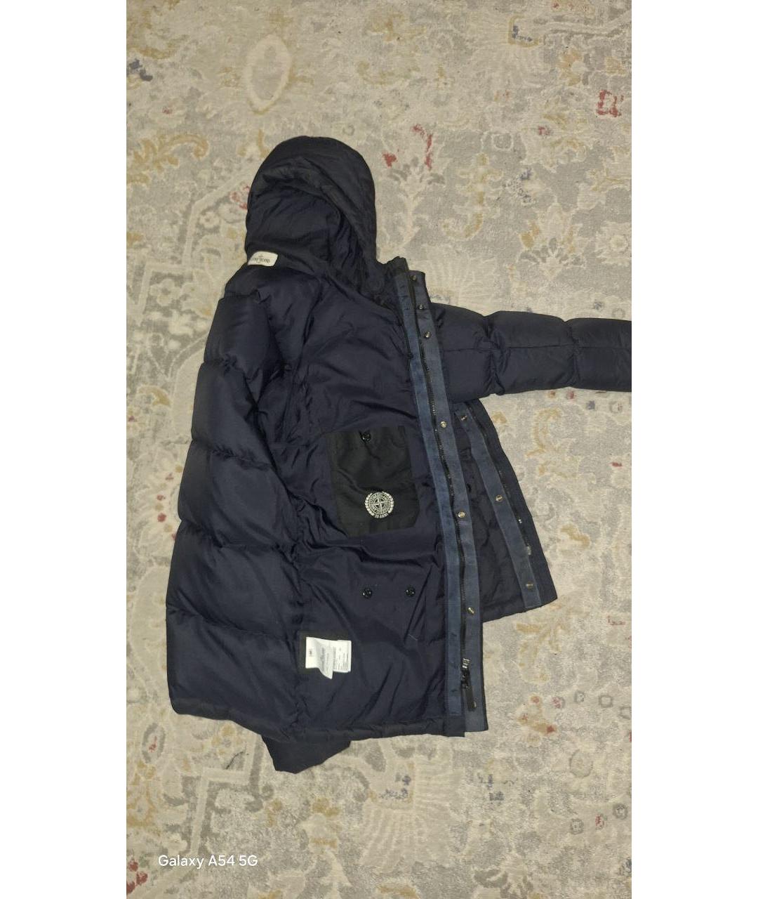 STONE ISLAND Темно-синий меховой пуховик, фото 3