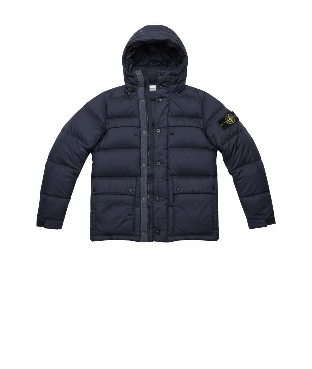 STONE ISLAND Темно-синий меховой пуховик, фото 1