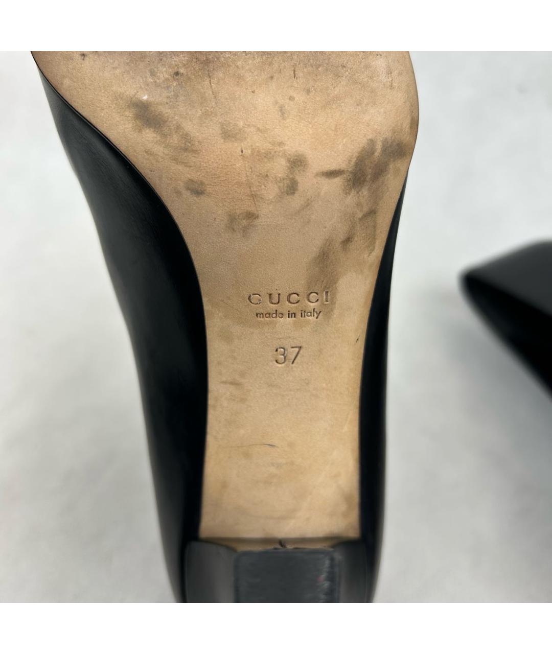 GUCCI Черные кожаные туфли, фото 8