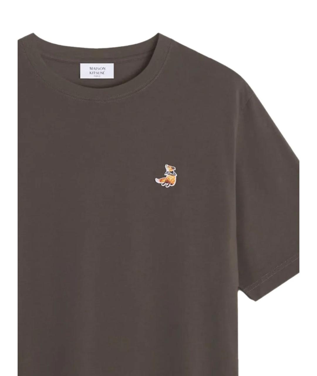 MAISON KITSUNE Серая хлопковая футболка, фото 2