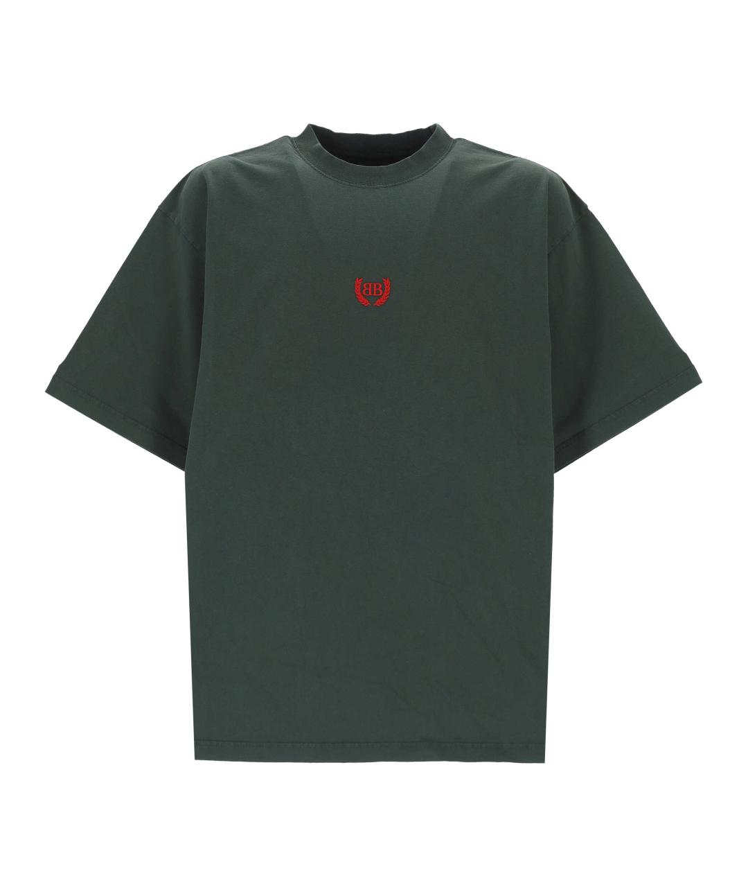 BALENCIAGA Зеленая хлопковая футболка, фото 1