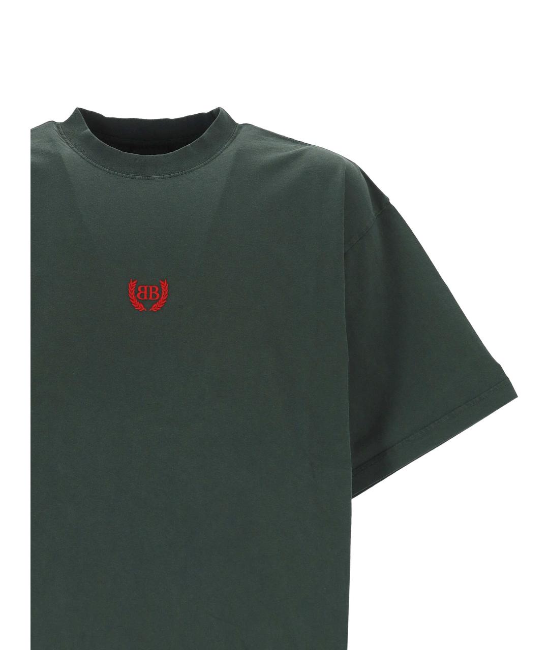 BALENCIAGA Зеленая хлопковая футболка, фото 2