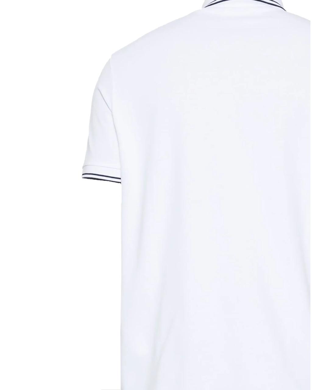 STONE ISLAND Белое хлопко-эластановое поло с коротким рукавом, фото 3
