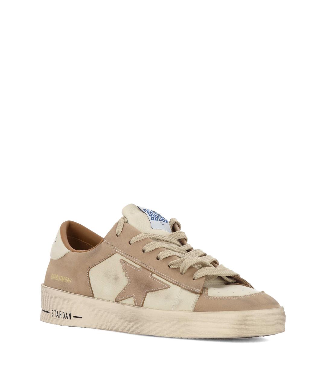 GOLDEN GOOSE DELUXE BRAND Бежевые кожаные низкие кроссовки / кеды, фото 2