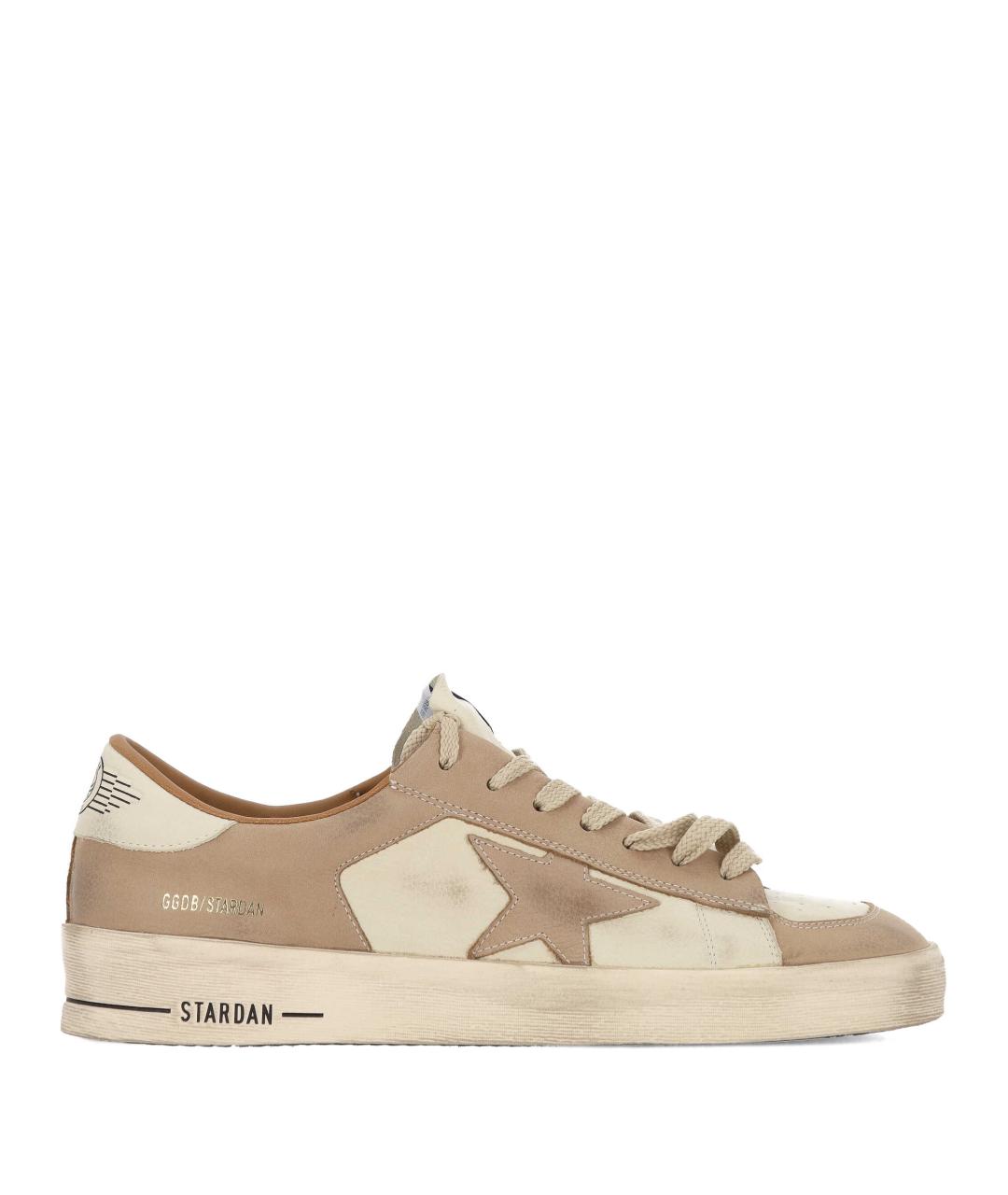 GOLDEN GOOSE DELUXE BRAND Бежевые кожаные низкие кроссовки / кеды, фото 1