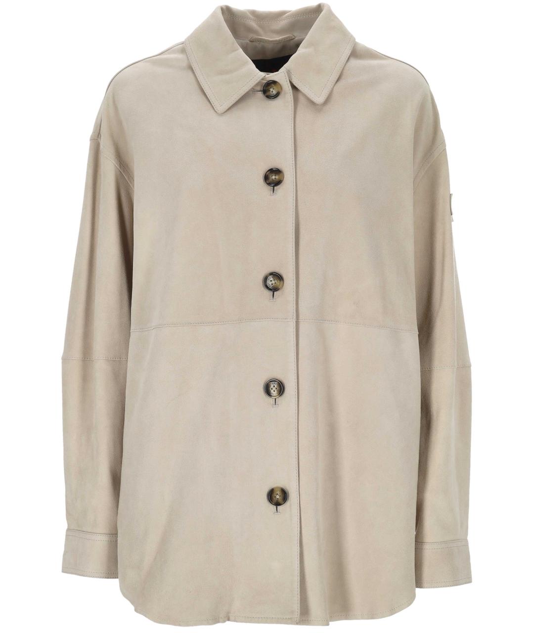 PEUTEREY Бежевая кожаная куртка, фото 1