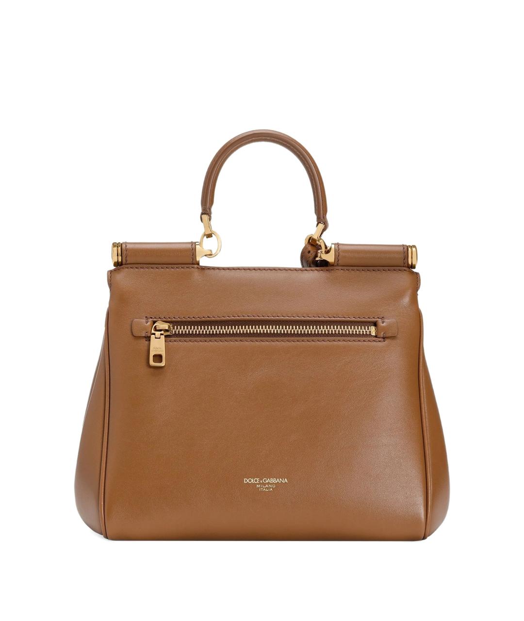 DOLCE&GABBANA Коричневая кожаная сумка тоут, фото 3