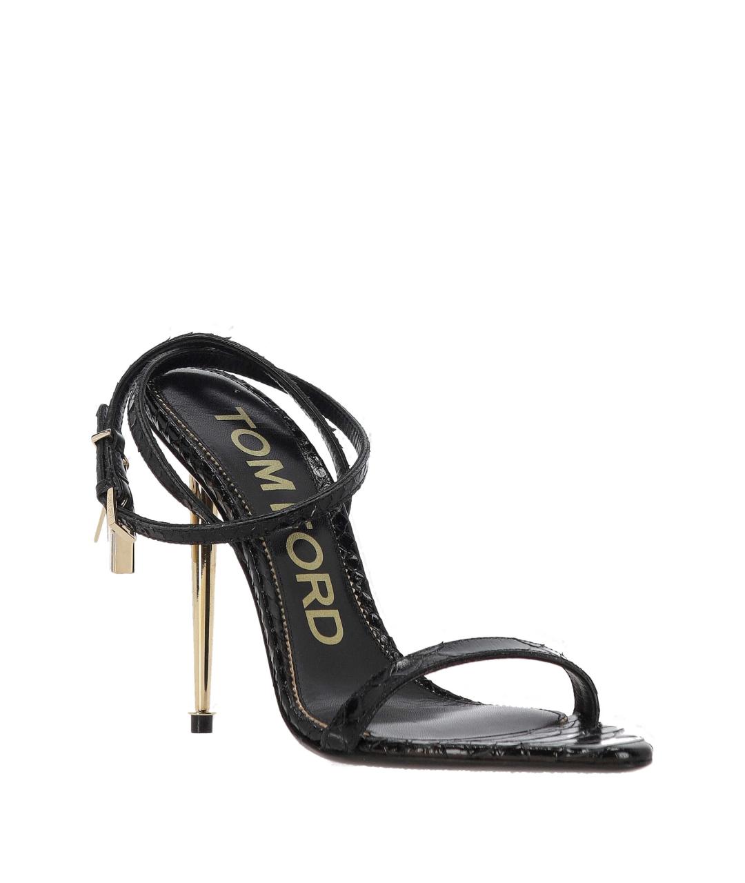 TOM FORD Черные кожаные босоножки, фото 2