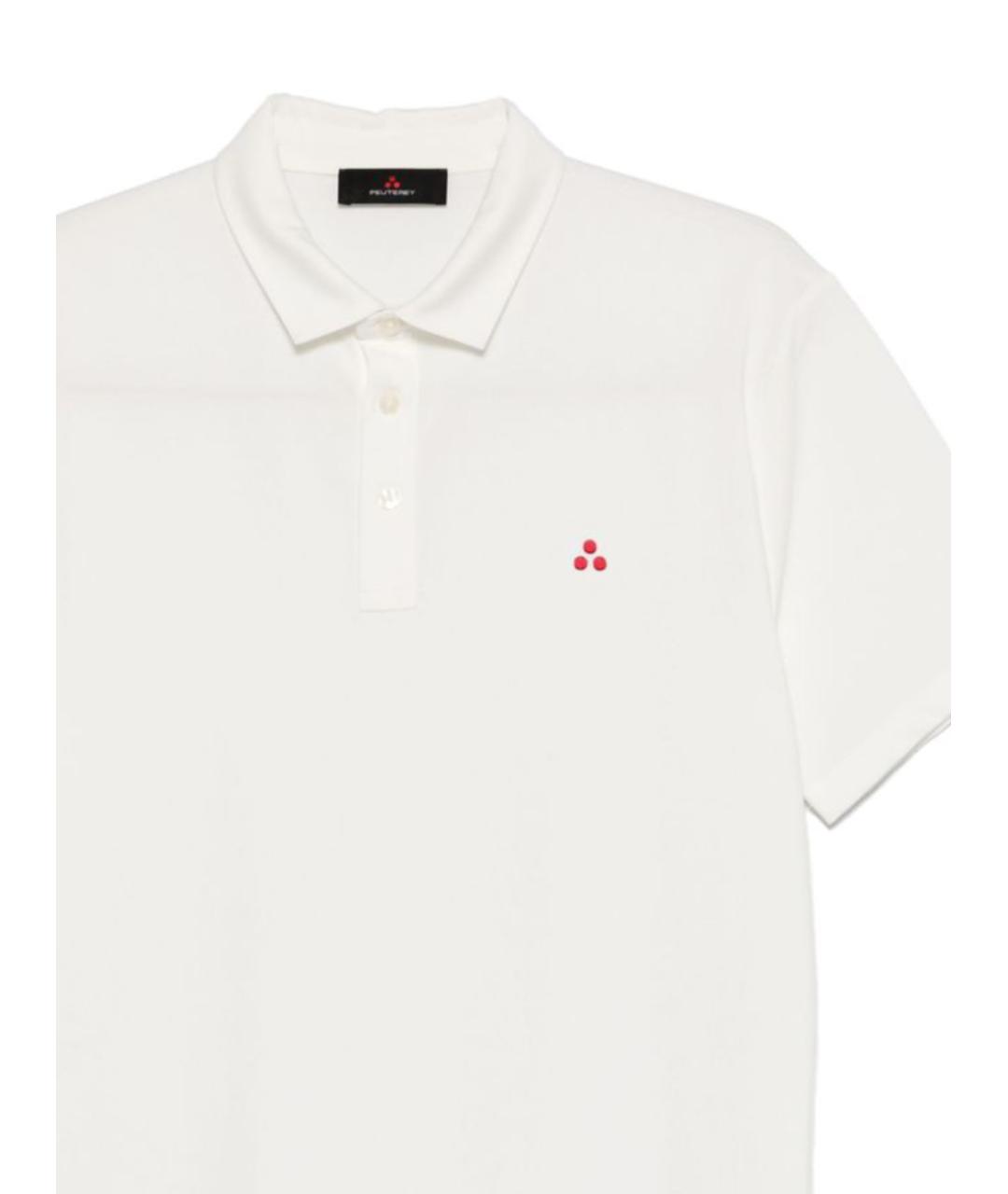 PEUTEREY Белое хлопко-полиэстеровое поло с коротким рукавом, фото 2