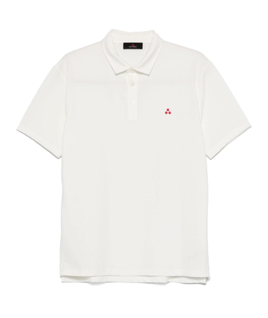 PEUTEREY Белое хлопко-полиэстеровое поло с коротким рукавом, фото 1