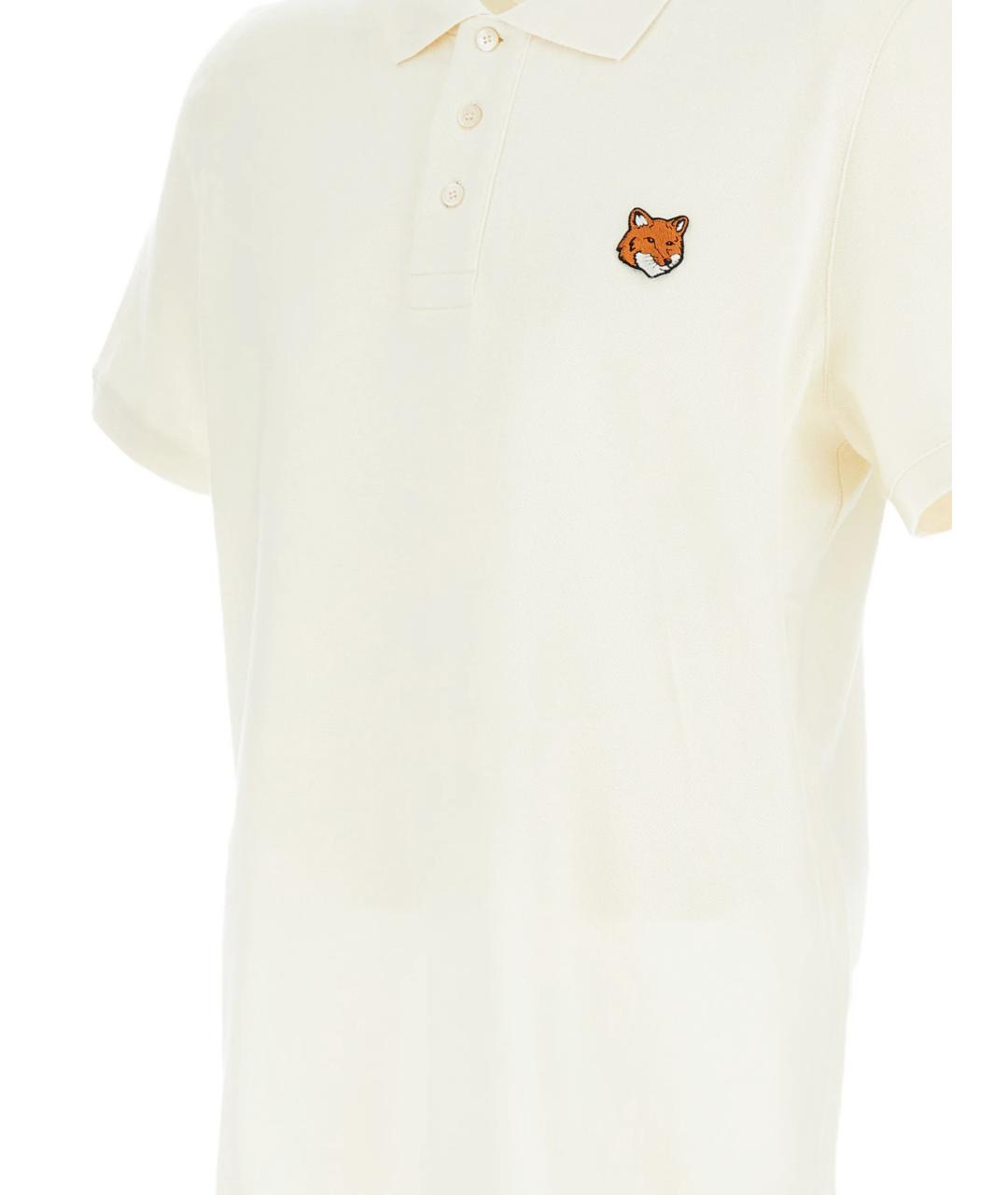 MAISON KITSUNE Бежевое хлопковое поло с коротким рукавом, фото 2