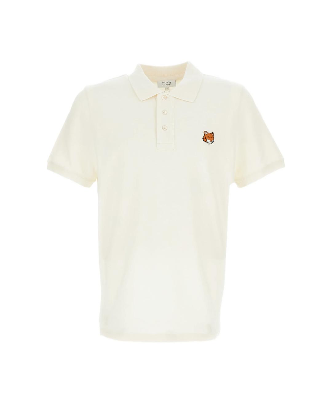 MAISON KITSUNE Бежевое хлопковое поло с коротким рукавом, фото 1