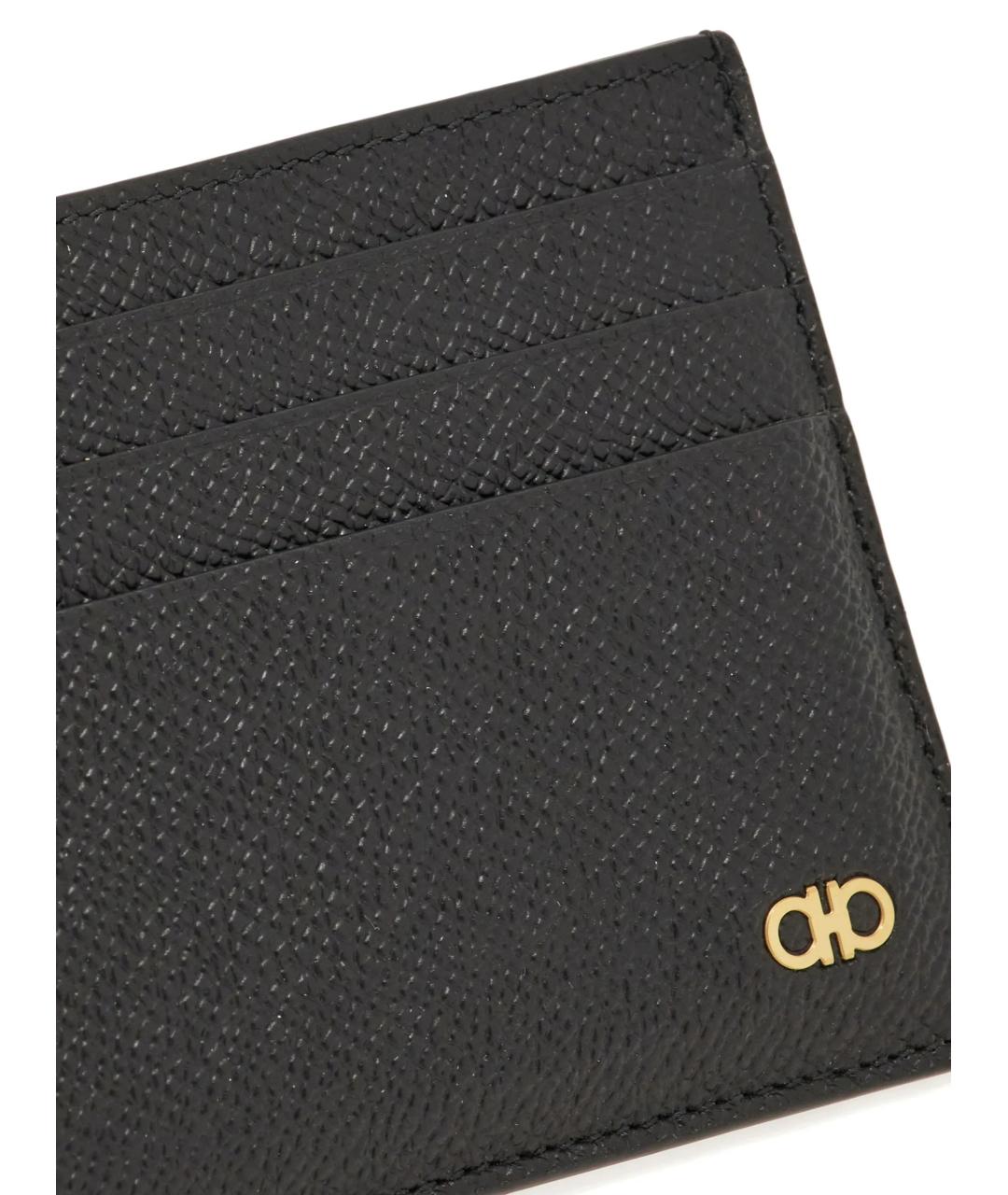 FERRAGAMO Черный кожаный кардхолдер, фото 3