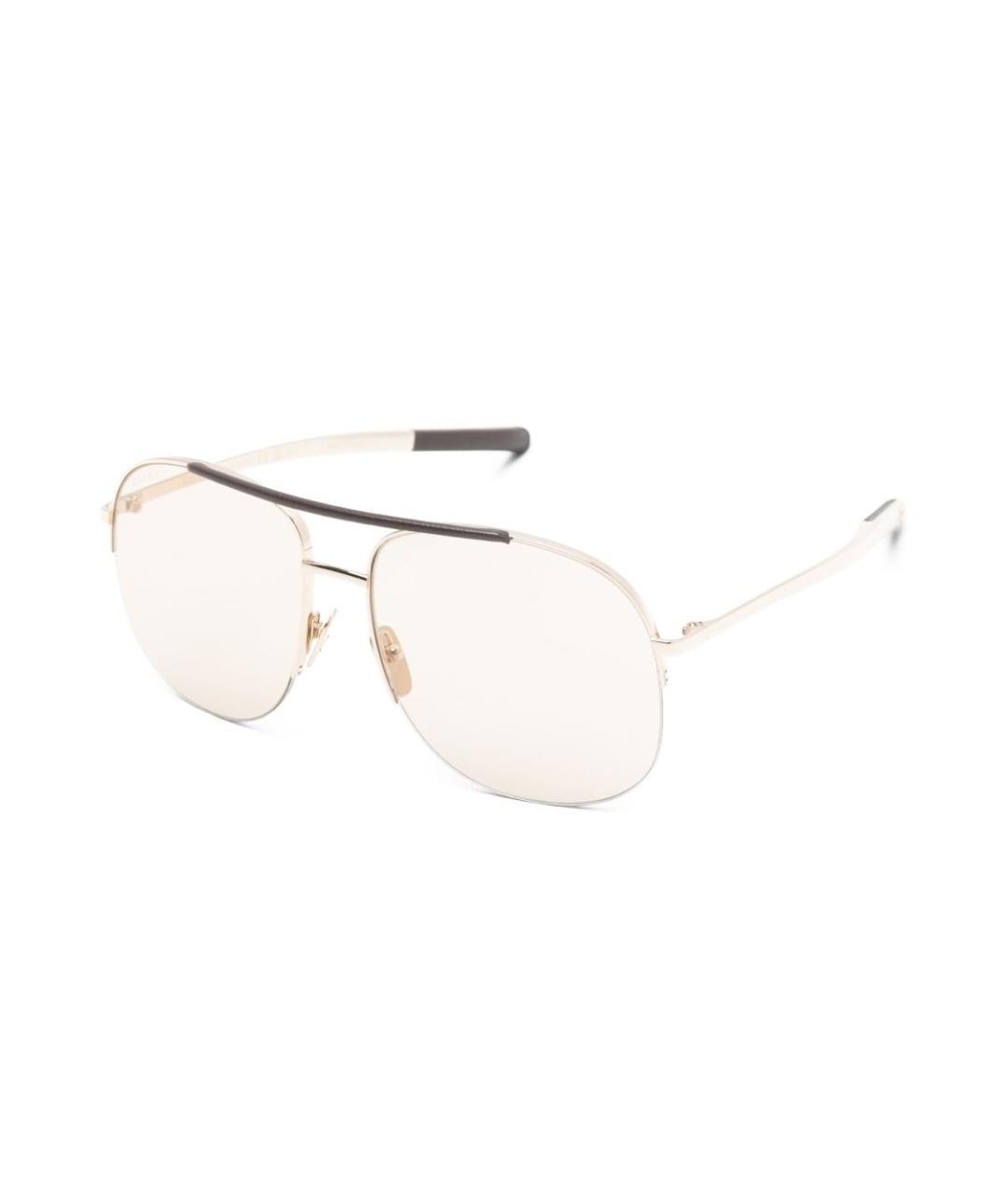 GUCCI Золотые металлические солнцезащитные очки, фото 1