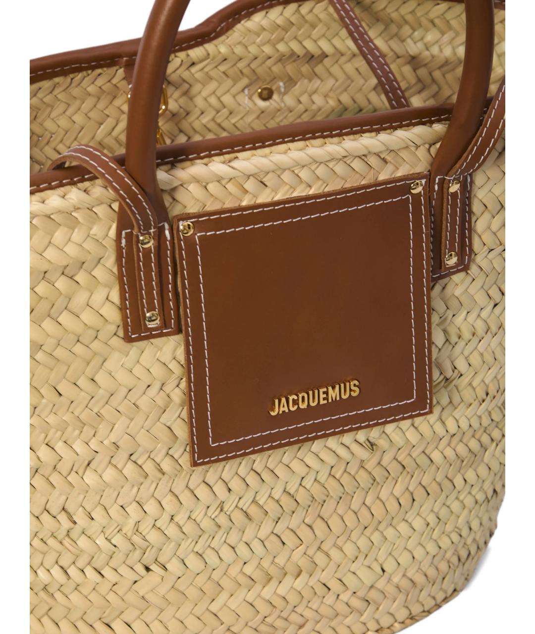 JACQUEMUS Бежевая пелетеная сумка тоут, фото 4