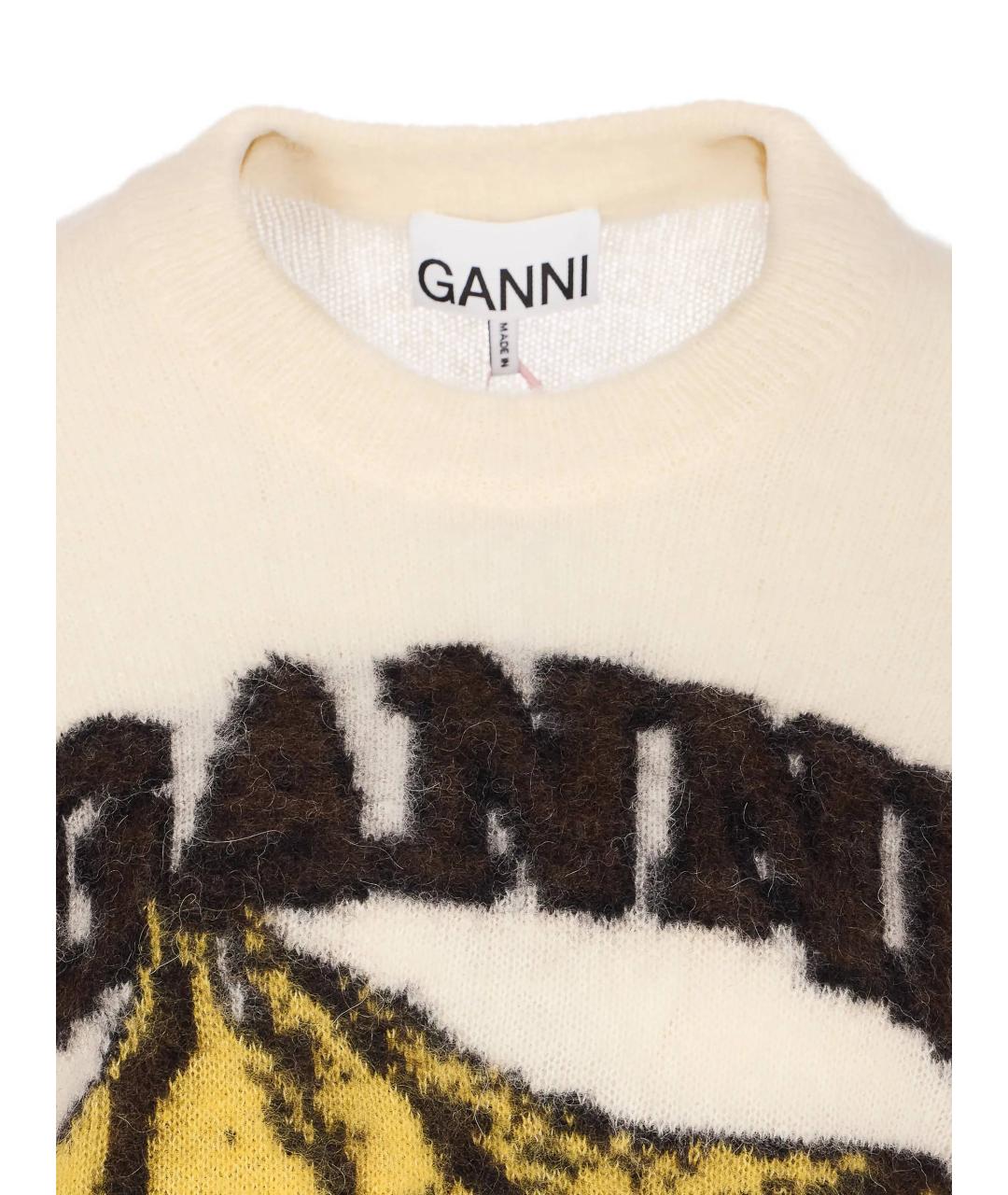 GANNI Бежевая шерстяная футболка, фото 2