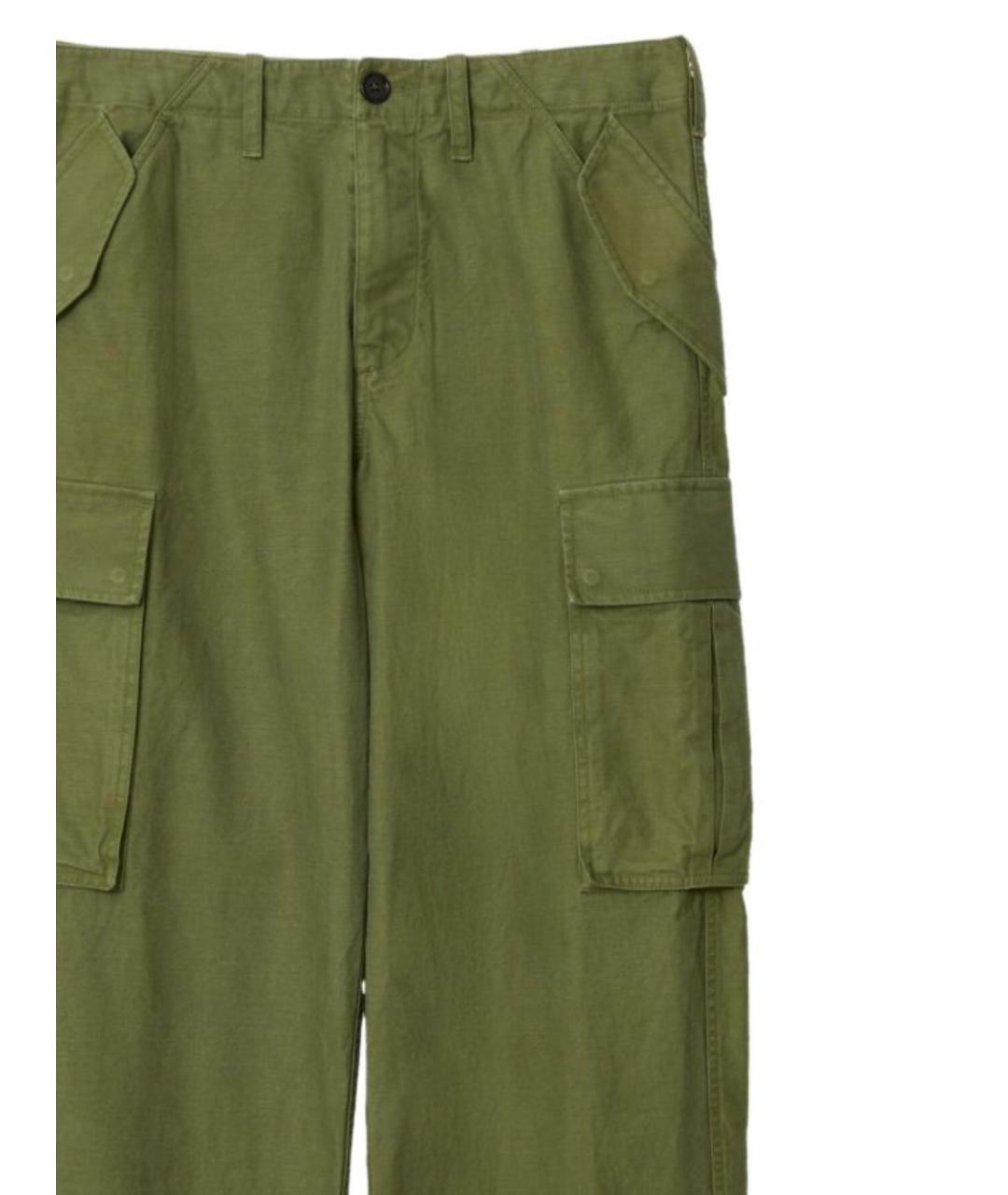 BURBERRY Зеленые хлопковые повседневные брюки, фото 2