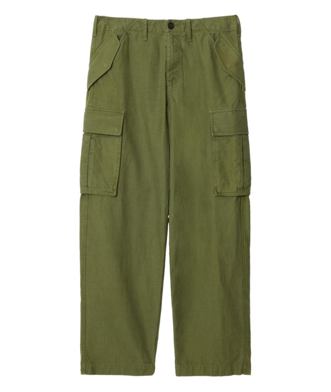 BURBERRY Зеленые хлопковые повседневные брюки, фото 1