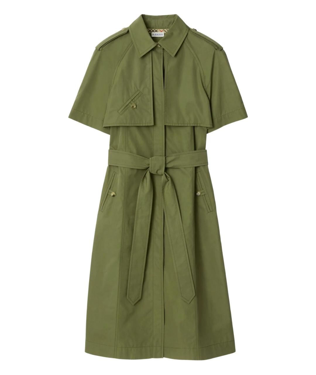 BURBERRY Зеленый хлопковый тренч/плащ, фото 1