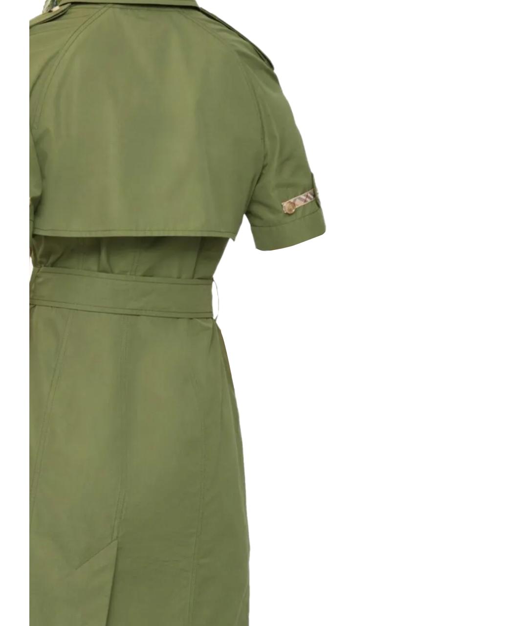 BURBERRY Зеленый хлопковый тренч/плащ, фото 3