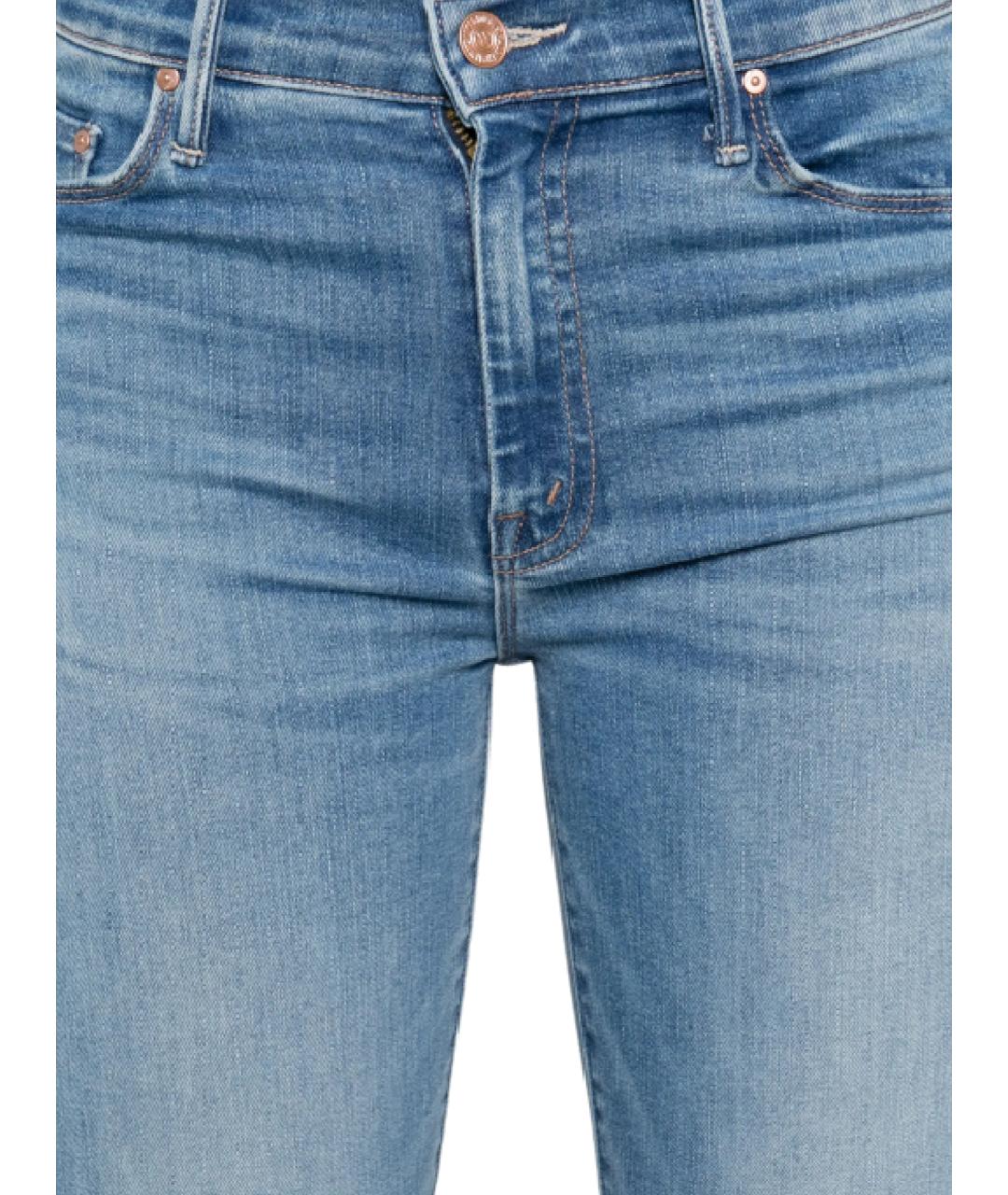 MOTHER Голубые хлопко-полиэстеровые прямые джинсы, фото 2
