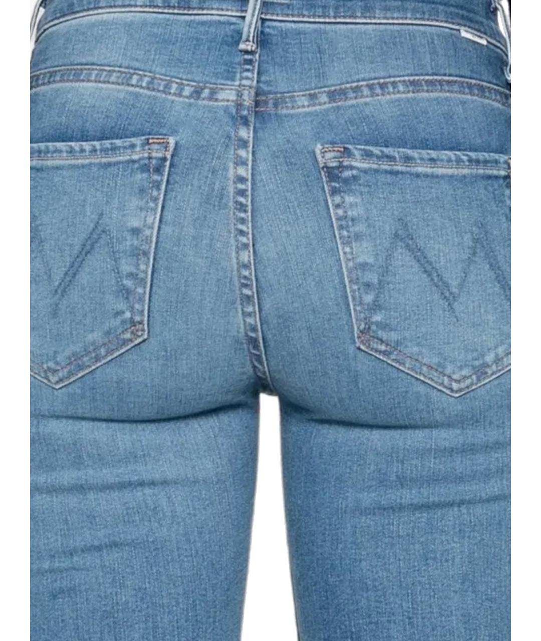 MOTHER Голубые хлопко-полиэстеровые прямые джинсы, фото 3