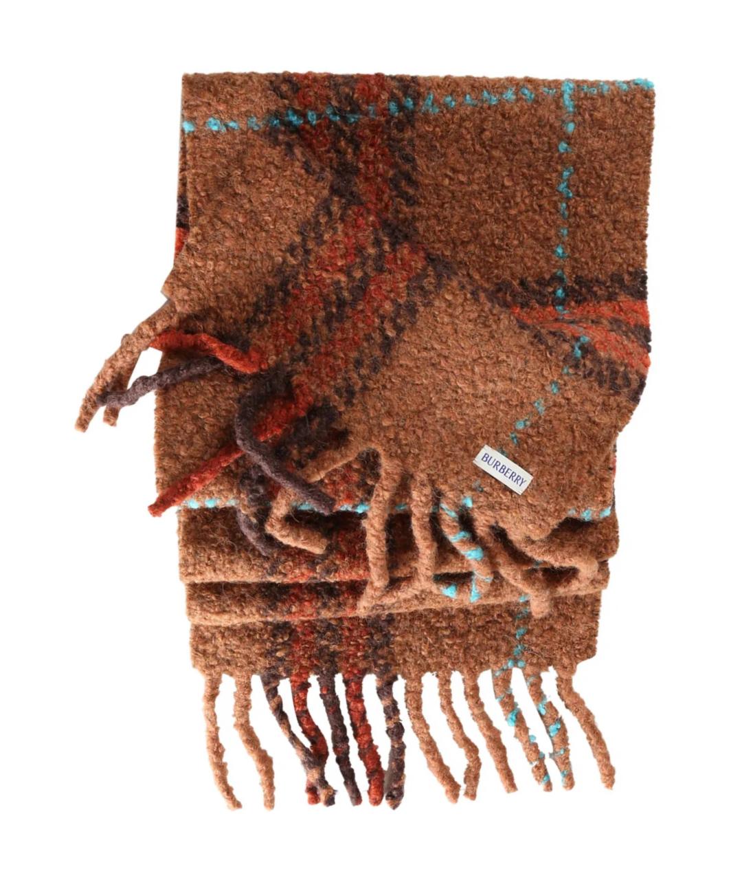 BURBERRY Коричневый шерстяной шарф, фото 1