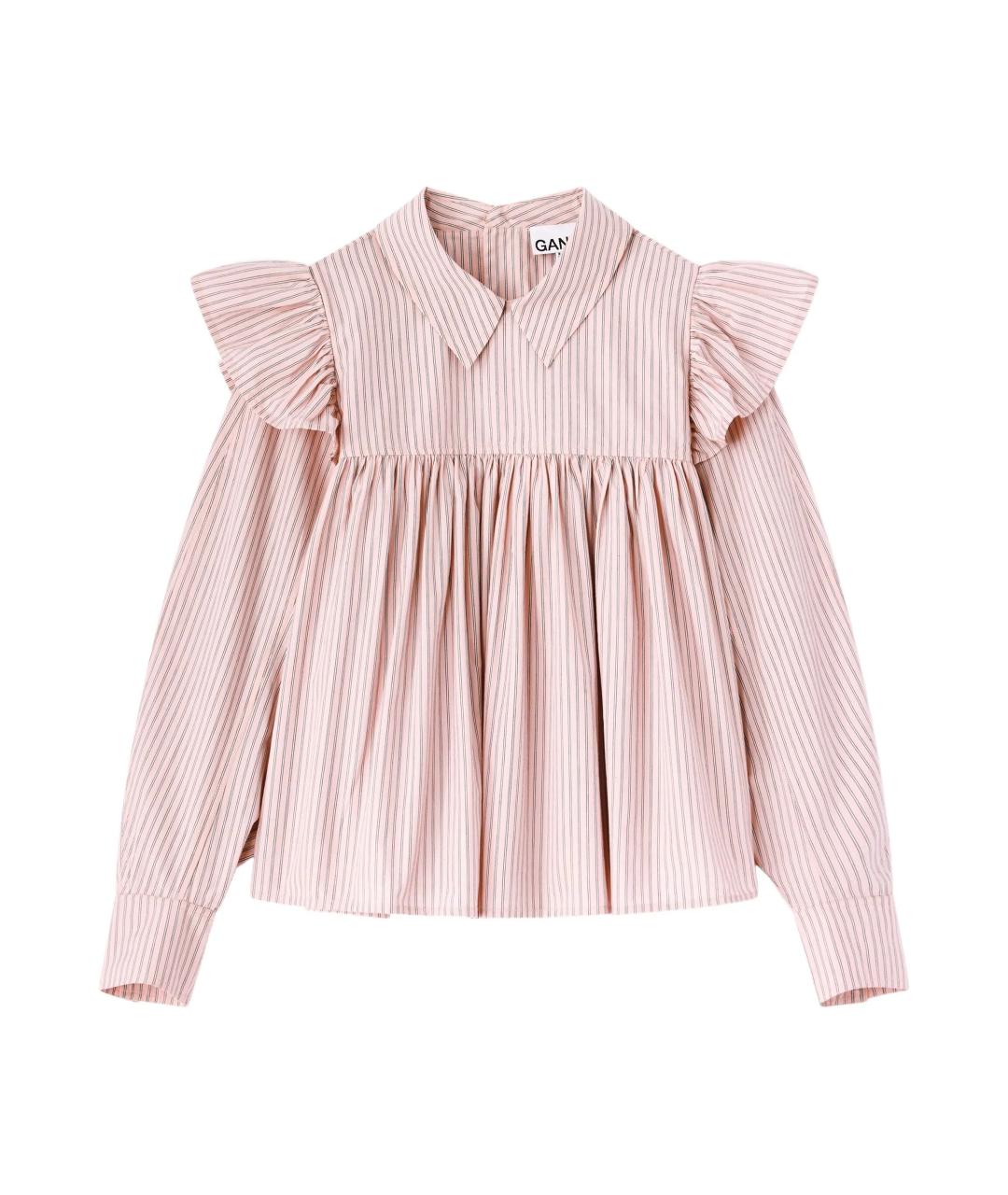 GANNI Розовая хлопковая рубашка, фото 1