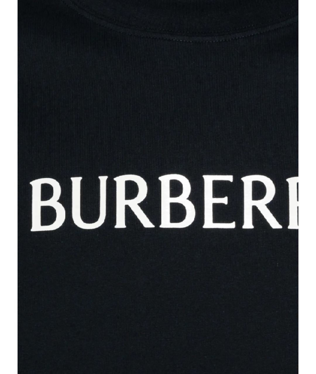 BURBERRY Темно-синяя хлопковая футболка, фото 2