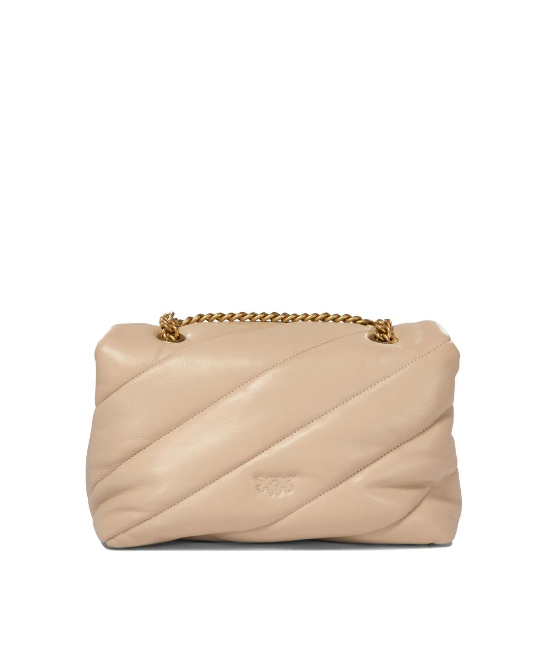 PINKO Бежевая кожаная сумка через плечо, фото 3