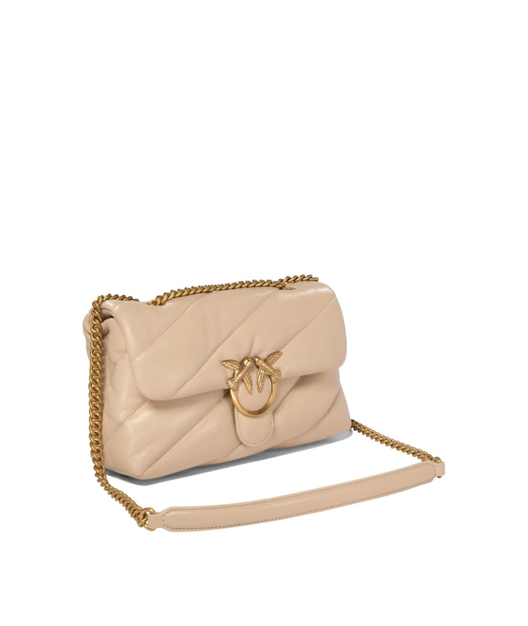 PINKO Бежевая кожаная сумка через плечо, фото 2