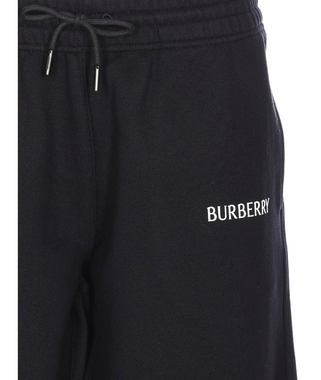 BURBERRY Черные хлопковые спортивные брюки и шорты, фото 2