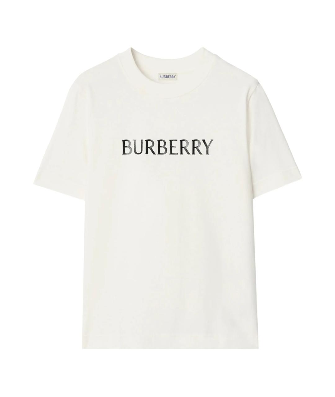 BURBERRY Белая хлопковая футболка, фото 1
