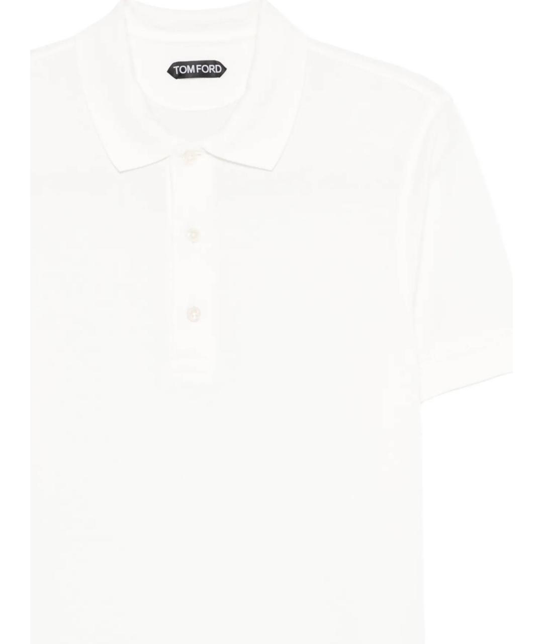 TOM FORD Белое хлопковое поло с коротким рукавом, фото 2
