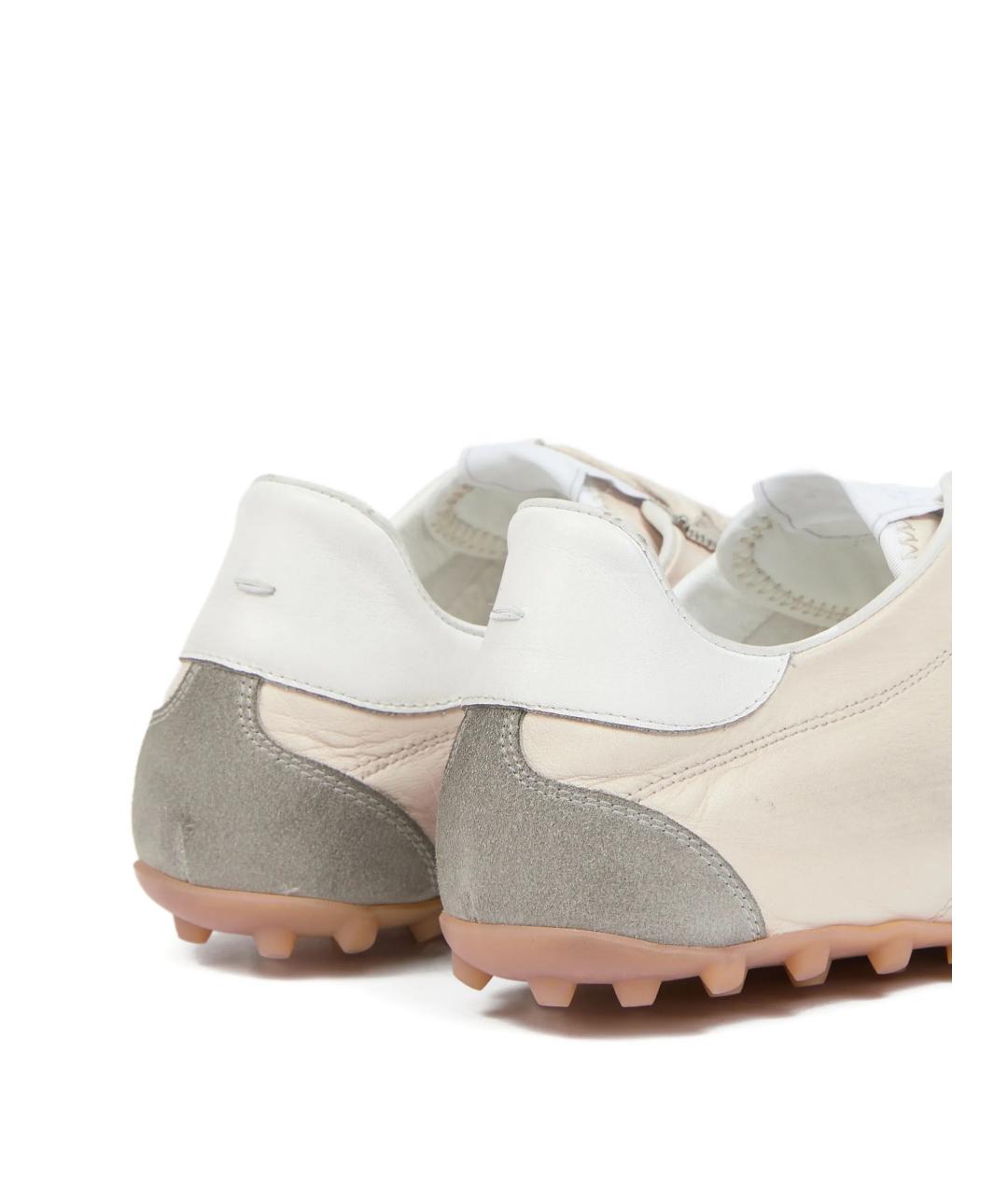MAISON MARGIELA Бежевые кожаные низкие кроссовки / кеды, фото 4