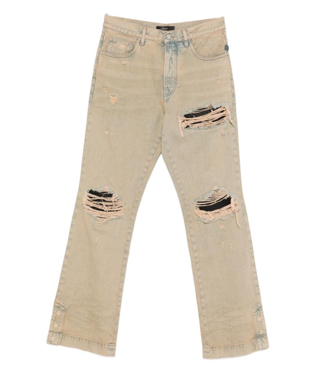 AMIRI Бежевые хлопковые прямые джинсы, фото 1