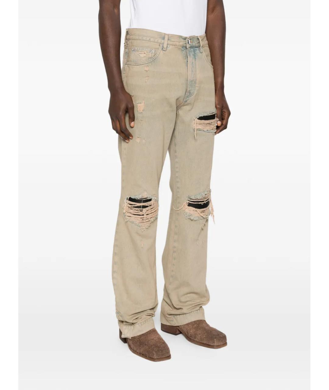 AMIRI Бежевые хлопковые прямые джинсы, фото 3