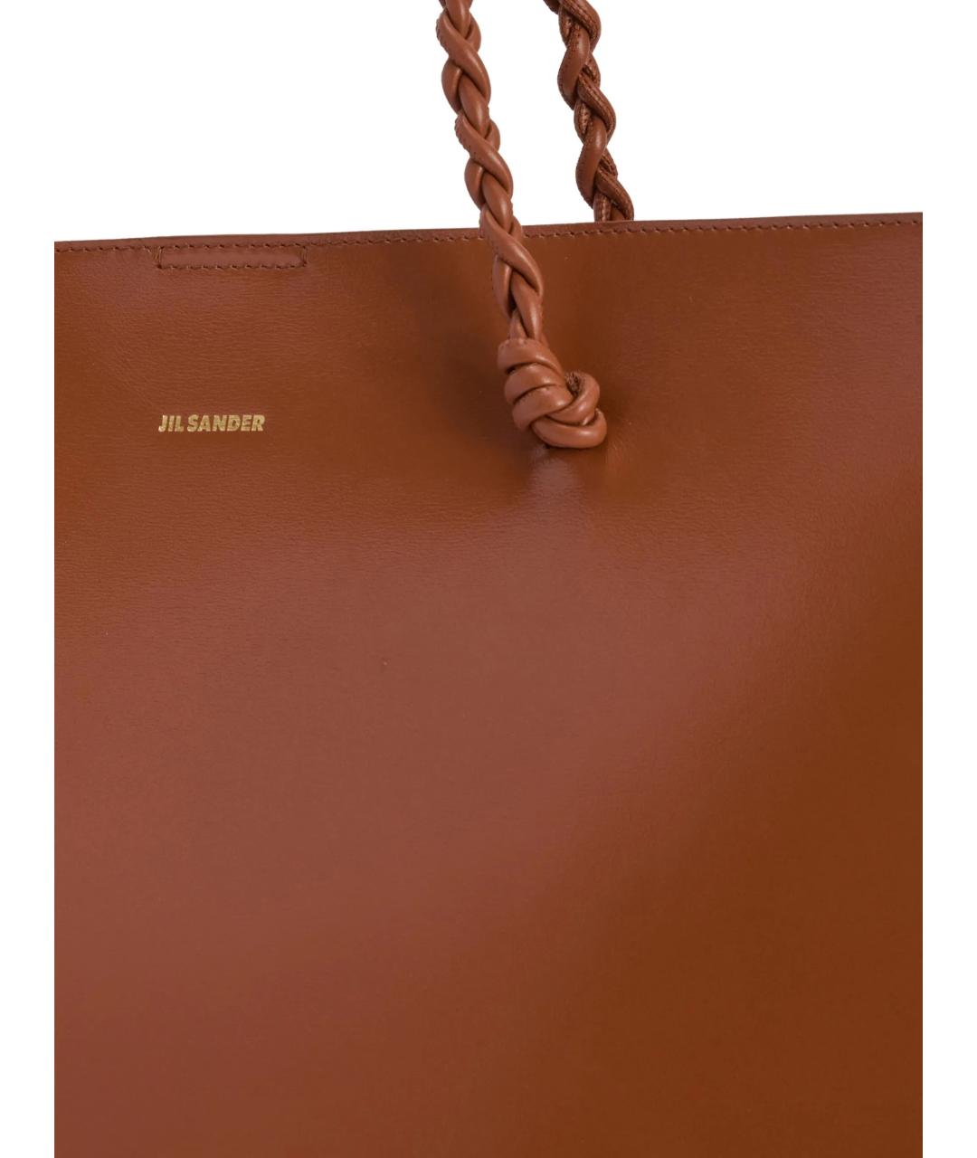 JIL SANDER Коричневая кожаная сумка тоут, фото 4