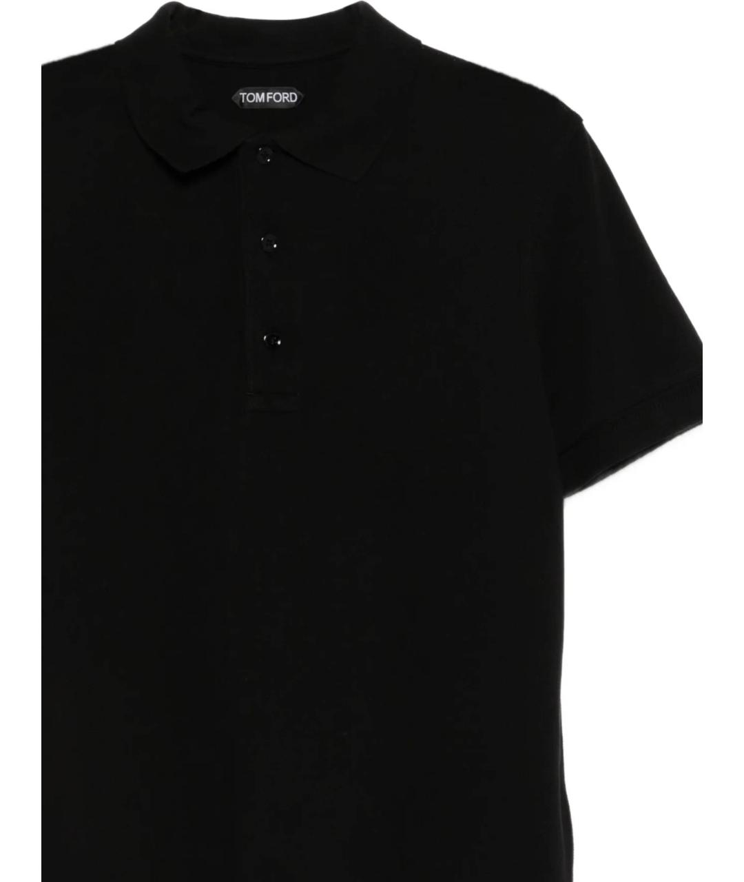 TOM FORD Черное хлопковое поло с коротким рукавом, фото 2