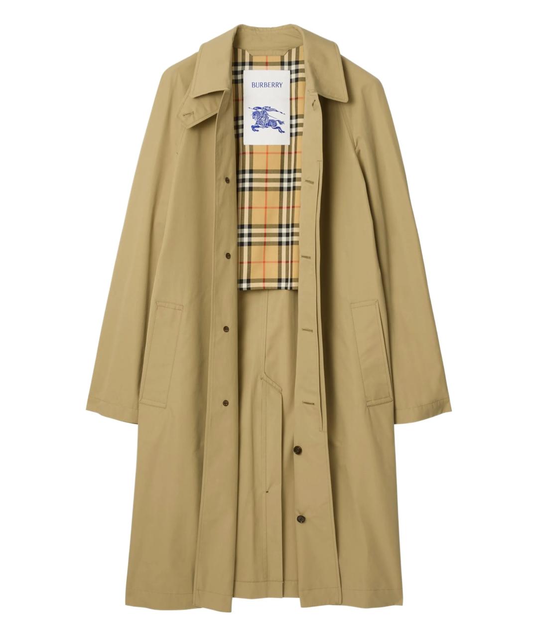 BURBERRY Бежевый хлопковый тренч / плащ, фото 2