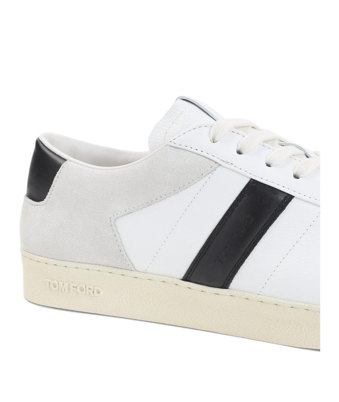 TOM FORD Белые кожаные низкие кроссовки / кеды, фото 4