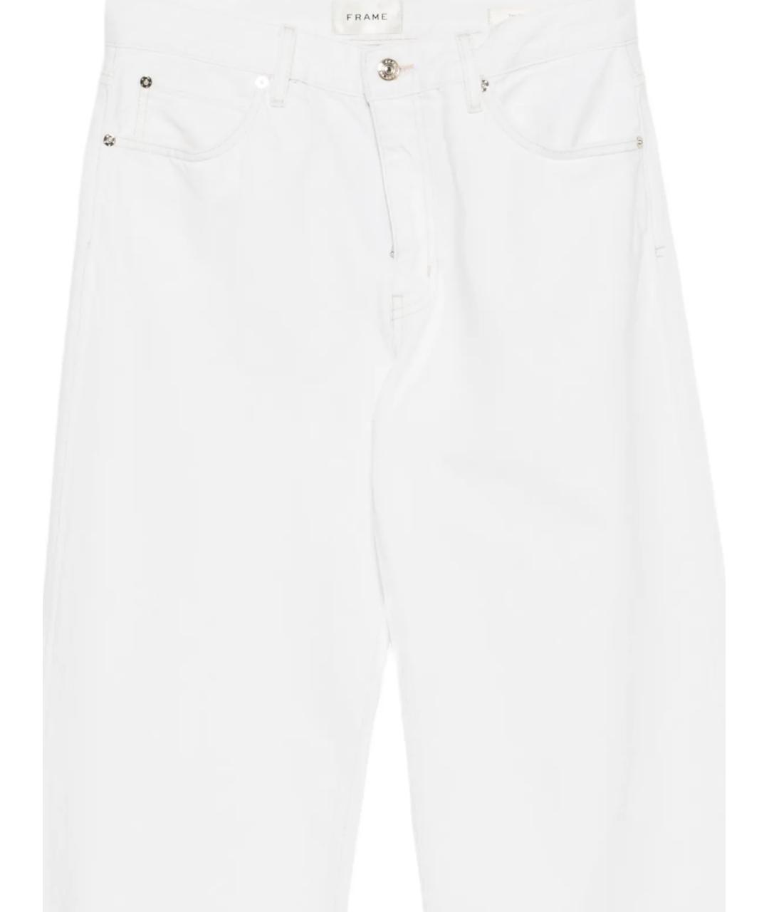 FRAME Белые хлопковые прямые джинсы, фото 2