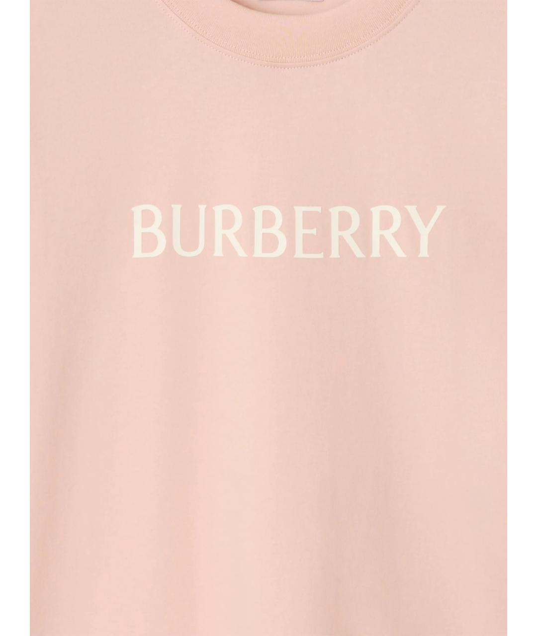 BURBERRY Розовая хлопковая футболка, фото 2